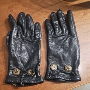 Harley-Davidson Black and Gold Leather Gloves